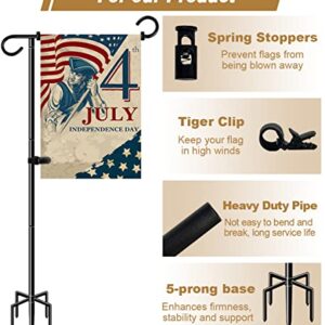 Whoonba 51 Inch Tall Garden Flag Stand Holder with 5 Prong Base, Yard Flag Pole Holder for 12x18 Outdoor Small Flag Decor with Two Spring Stoppers and a Tiger Clip, 1 Pack