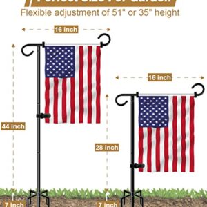 Whoonba 51 Inch Tall Garden Flag Stand Holder with 5 Prong Base, Yard Flag Pole Holder for 12x18 Outdoor Small Flag Decor with Two Spring Stoppers and a Tiger Clip, 1 Pack