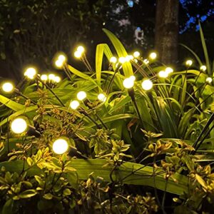 4PCS 8LED Solar Powered Garden Lights Outdoor Waterproof, Solar Starburst Swaying Garden Lights, Swaying When Wind Blows Solar Garden Lights Outdoor Decorative String Lights (Warm | 8LED Bulbs-4PACK)