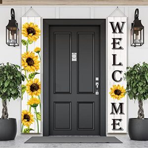 sunflower hanging banners spring welcome porch banners flags fall door banners flag summer hanging banner for front door garden home yard sunflower party decorations(white background)