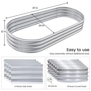 CHALAIR Outdoor Galvanized DIY Raised Garden Bed Kits, Sturdy and Durable, Oval Design Provides Sufficient Space for Planting Vegetables and Other Plants.