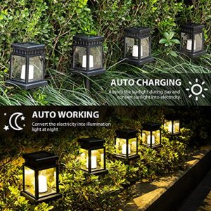 Solpex Solar Pathway Lights 8 Pack LED Outdoor Hanging Lanterns Garden Solar Lights with Stake for Walkway, Waterproof Decorative Candle Light Effect Lantern for Pathway, Patio, Deck