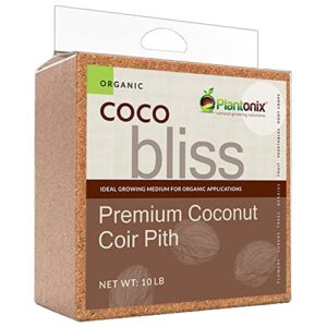 organic coco coir by coco bliss – compressed coco coir brick with low ec and ph balance – high expansion coco fiber for flowers, herbs, and planting – renewable coconut soil (10lb block)