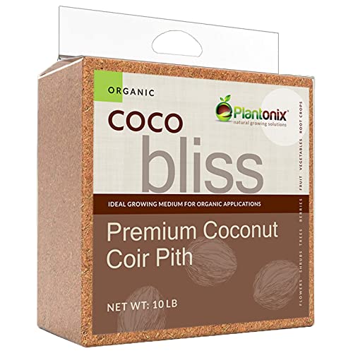 Organic Coco Coir by Coco Bliss - Compressed Coco Coir Brick with Low EC and pH Balance - High Expansion Coco Fiber for Flowers, Herbs, and Planting - Renewable Coconut Soil (10lb Block)