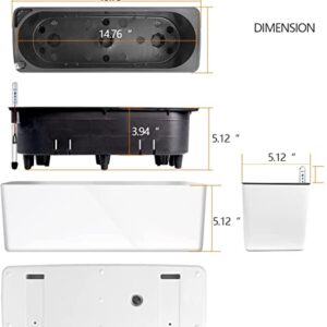 J&C Self Watering Planter, Window Gardening Box, 16x 5.5 Inch, Indoor Home Garden, Modern Decorative Planter Pot for All Indoor Plants, Rectangle, White (Plants Not Included)