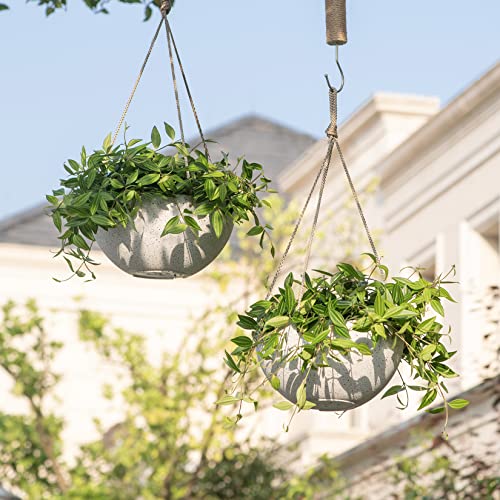 LA Jolie MUSELA Hanging Planters for Indoor Plants - Flower Pots Outdoor 10 inch Garden Planters and Pots,Speckled White Set of 2