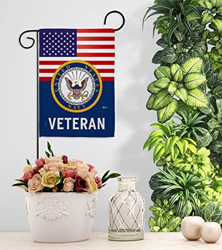 US Navy Veteran Garden Flag - Armed Forces USN Seabee United State American Military Retire - House Decoration Banner Small Yard Gift Double-Sided Made In USA 13 X 18.5