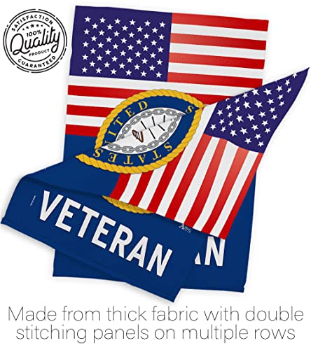 US Navy Veteran Garden Flag - Armed Forces USN Seabee United State American Military Retire - House Decoration Banner Small Yard Gift Double-Sided Made In USA 13 X 18.5