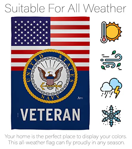 US Navy Veteran Garden Flag - Armed Forces USN Seabee United State American Military Retire - House Decoration Banner Small Yard Gift Double-Sided Made In USA 13 X 18.5