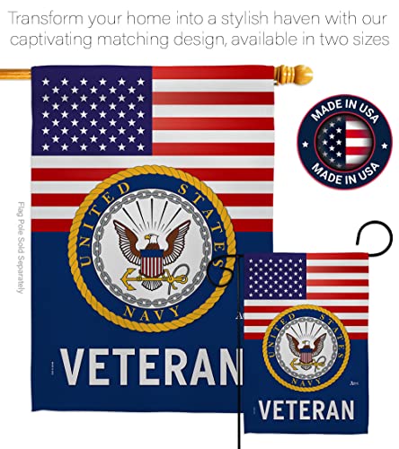 US Navy Veteran Garden Flag - Armed Forces USN Seabee United State American Military Retire - House Decoration Banner Small Yard Gift Double-Sided Made In USA 13 X 18.5