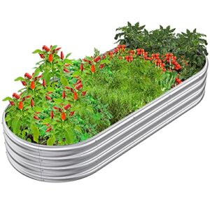 mostmahes 6×2.3x1ft galvanized raised garden bed for flowers, outdoor raised planter box, backyard metal raised garden bed for plant