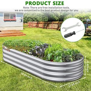 Mostmahes 6x2.3x1ft Galvanized Raised Garden Bed for Flowers, Outdoor Raised Planter Box, Backyard Metal Raised Garden Bed for Plant