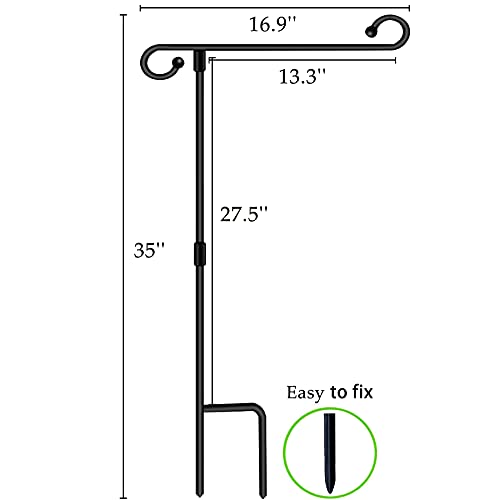 Garden Flag Stand-Holder-Pole with Flag Stopper and Clip Waterproof Powder-Coated Paint for House Flags,Decorative Flags,Yard Flags,Seasonal Flags