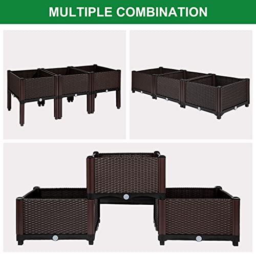 Raised Garden Beds Elevated Planter Box for Outdoor Plants Growing Perfect for Vegetables Flowers Fruits Herbs Planting in Patio Balcony, Brown