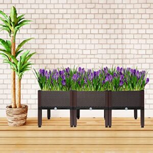 Raised Garden Beds Elevated Planter Box for Outdoor Plants Growing Perfect for Vegetables Flowers Fruits Herbs Planting in Patio Balcony, Brown