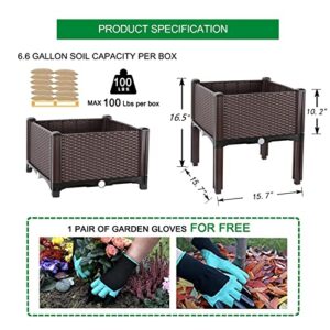 Raised Garden Beds Elevated Planter Box for Outdoor Plants Growing Perfect for Vegetables Flowers Fruits Herbs Planting in Patio Balcony, Brown