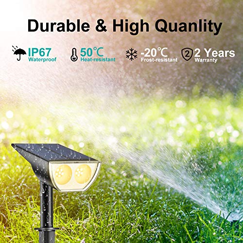 Solar Spot Lights Outdoor, Consciot 12 LEDs IP67 Waterproof Dusk-to-Dawn Solar Landscape Spotlights, Auto On/Off, 2-in-1 Adjustable Solar Powered Wall Lights for Garden Yard, 6 Pack (3000K Warm White)