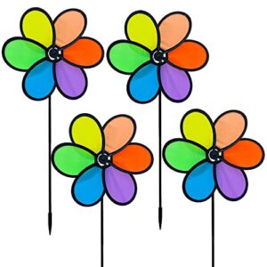 timecity 9.4 inch wind spinners flower spinners colorful wind spinners for lawn pinwheels windmill party pinwheel wind spinner yard and garden ，4pcs