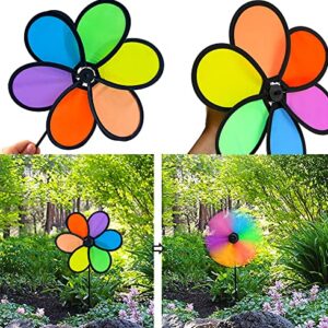 timecity 9.4 inch Wind Spinners Flower Spinners Colorful Wind Spinners for Lawn Pinwheels Windmill Party Pinwheel Wind Spinner Yard and Garden ，4pcs