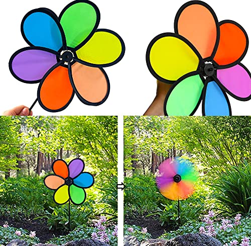 timecity 9.4 inch Wind Spinners Flower Spinners Colorful Wind Spinners for Lawn Pinwheels Windmill Party Pinwheel Wind Spinner Yard and Garden ，4pcs