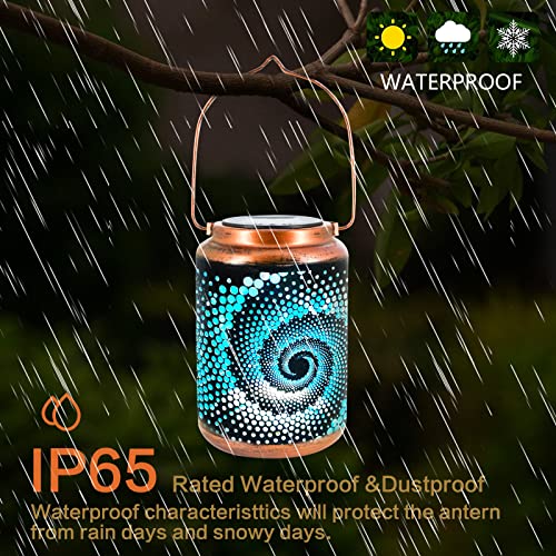 DIBIEECN Solar Lanterns Outdoor Hanging Lantern Metal Waterproof LED Lantern with Solar Powered Garden Patio Decorations Decor Lantern with Handle Christmas Gift Idea