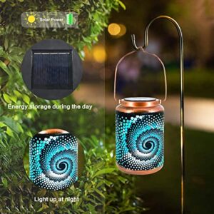 DIBIEECN Solar Lanterns Outdoor Hanging Lantern Metal Waterproof LED Lantern with Solar Powered Garden Patio Decorations Decor Lantern with Handle Christmas Gift Idea