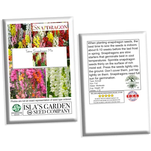 Tetra Mix Snapdragon Seeds for Planting, 2000+ Flower Seeds Per Packet, (Isla's Garden Seeds), Non GMO & Heirloom Seeds, Scientific Name: Antirrhinum majus, Great Home Garden Gift