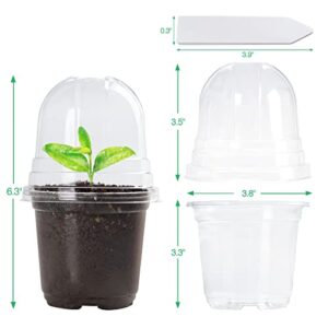 Bluepro Clear Nursery Pots with Humidity Dome 30 Sets 4" Transparent Plastic Plant Pot Seedling Planter Seed Starter Pots Flower Pot with 10pcs Plant Labels for Indoor Outdoor Garden