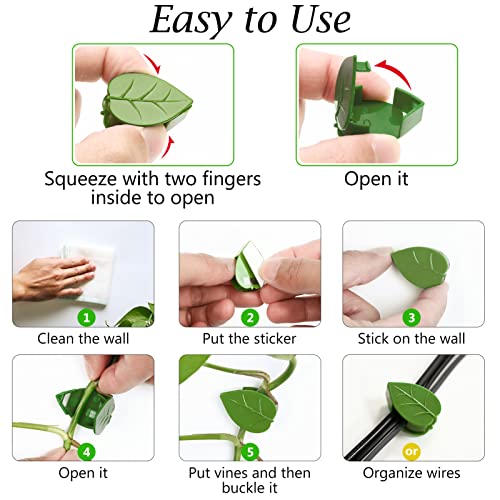 REMIAWY Plant Clips for Climbing Plants, 65 pcs Self-Adhesive Plant Climbing Wall Fixture Clips, Invisible Leaf Shaped Plant Vine Wall Clips for Hanging Indoor Outdoor Garden Plant Vegetable Support