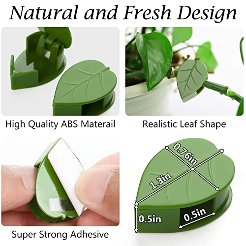 REMIAWY Plant Clips for Climbing Plants, 65 pcs Self-Adhesive Plant Climbing Wall Fixture Clips, Invisible Leaf Shaped Plant Vine Wall Clips for Hanging Indoor Outdoor Garden Plant Vegetable Support