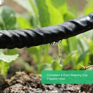 Flat Soaker Hose 50 ft for Garden Beds Drip Hose Heavy Duty Save 70% Water for Vegetable Tree (50FT)