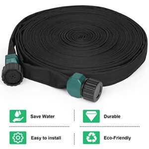 Flat Soaker Hose 50 ft for Garden Beds Drip Hose Heavy Duty Save 70% Water for Vegetable Tree (50FT)