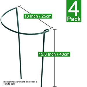 HiGift 4 Pack Plant Support Stake, Metal Garden Stakes for Plant, Half Circle Plant Supports for Tall Potted Plants Indoor, Outdoor Plant Cage for Peony,Tomato,Hydrangea, (10" Wide x 15.8" High)