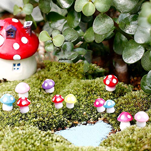 20Pcs Fairy Garden Mushrooms - Mini Mushroom Miniature Figurines for Micro Landscape/Bonsai Craft (Miniature Mushroom， 20Pcs)