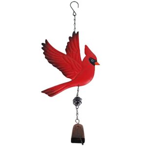 tinsow cardinal bird wind chime portable wind bell outdoor chime outdoor decoration hanging decor for patio, deck, yard, garden (red-flaping)