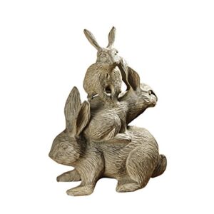 design toscano qh11134 bunched bunnies cast iron statue, bronze,single