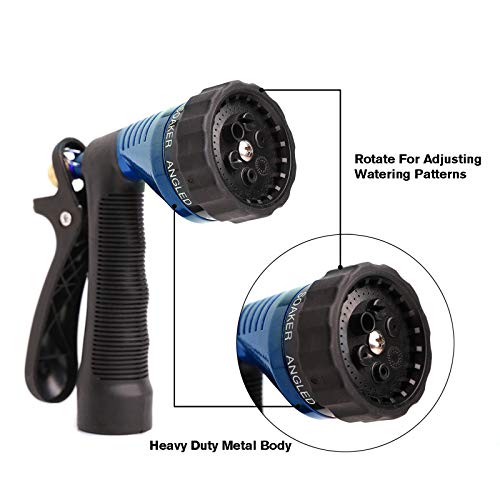 GREEN MOUNT Water Hose Nozzle Spray Nozzle, Metal Garden Hose Nozzle with Adjustable Spray Patterns, BLUE