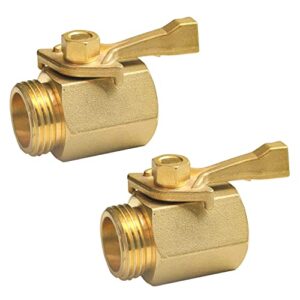 Hourleey Brass Garden Hose Shut Off Valve, 2 Pack with 2 Hose Washers Heavy Duty 3/4 Inch Solid Brass Garden Hose Shut Off Valve with 2 Extra Rubber Washers