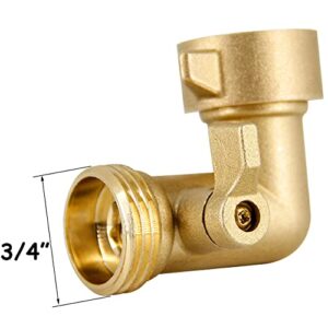 Twinkle Star 90 Degree Garden Hose Elbow with Shut Off Valve 2 Pack, 3/4" Heavy Duty Hose Adapter with 2 O-rings, Solid Brass Gooseneck Garden Hose Connector