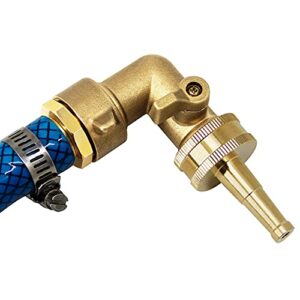 Twinkle Star 90 Degree Garden Hose Elbow with Shut Off Valve 2 Pack, 3/4" Heavy Duty Hose Adapter with 2 O-rings, Solid Brass Gooseneck Garden Hose Connector