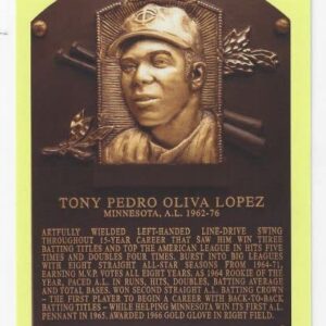 Autographed Tony Oliva Hall of Fame Gold Plaque Beckett COA