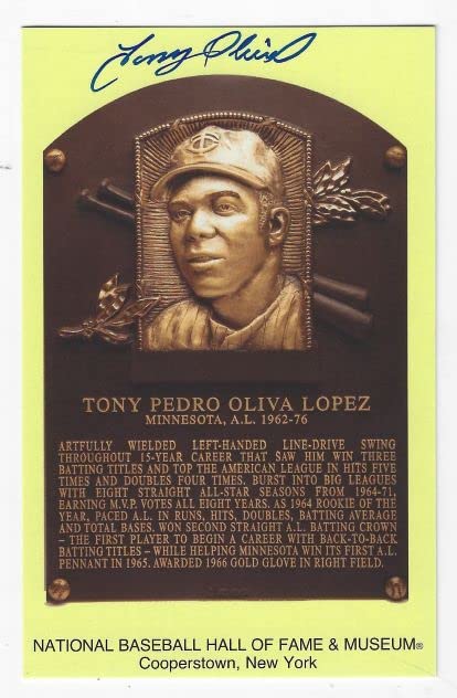 Autographed Tony Oliva Hall of Fame Gold Plaque Beckett COA