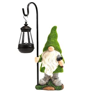 reyiso 12in solar outdoor gnomes garden statues clearance – funny garden gnome statue with solar lights – outdoor garden decorations – spring decor for patio yard lawn porch – unique gnomes gifts