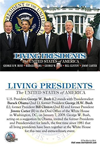 Barack Obama, George H. W. Bush, Bill Clinton, Jimmy Carter & George W Bush trading card 3.5" x 5" (Living Presidents of the United States)