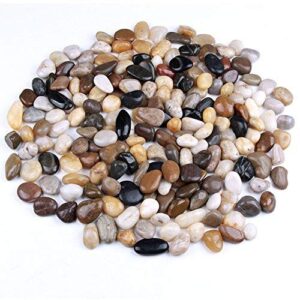 skullis 5 pounds river rocks, pebbles, garden outdoor decorative stones, natural polished mixed color stones