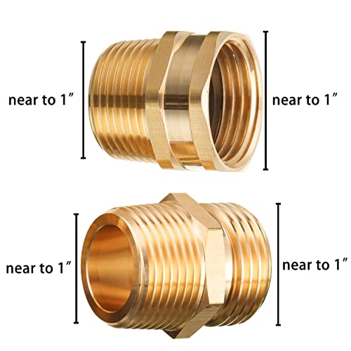 JOEJET Garden Hose Connector, 3/4'' GHT Female and Male to 3/4'' NPT Male, Metal Brass Water Hose to Pipe Thread Adapters and Fittings