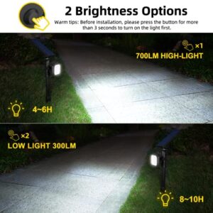 ROSHWEY Solar Lights Outdoor, 22 LED 700 Lumens Bright Solar Powered Flood Lights Waterproof Spotlight Outside Lights for Garden, Driveway, Pathway, Walkway - Cool White, 2 Pack