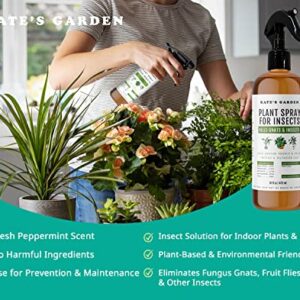 Plant Spray Bottle for Insects (16oz) by Kate's Garden. Garden Plant Care Peppermint Oil Spray for Bugs. Fungus Gnat Killer for Indoor Plants & Outdoors. Insecticide for Fruit Flies, Spider Mites.