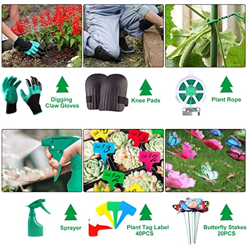 84 PCS Garden Tools Set,10pcs Succulent Tools Set Included 6pcs Heavy Duty Aluminum Gardening Hand Tools with Garden Tool Bag,Knee Pads Gloves Sprayer etc. Gardening Gifts for Men Women Garden Gifts