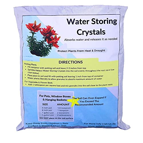 AABACO Water Storing Crystals - for Indoor & Outdoor Plants - Mix Crystals with Soil to Reduce The Amount of Watering Needed - Protect Against Heat - Watch Your Garden & Plant Grow (1LB)